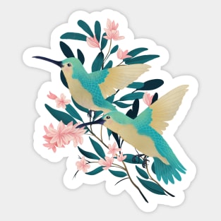 Humming Birds and Floral Vine Sticker